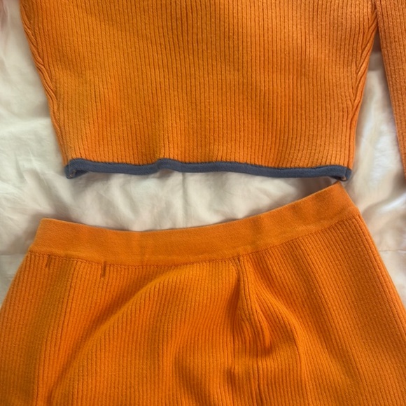 Orange and Gray Ribbed Two-Piece Set - Picture 7 of 7